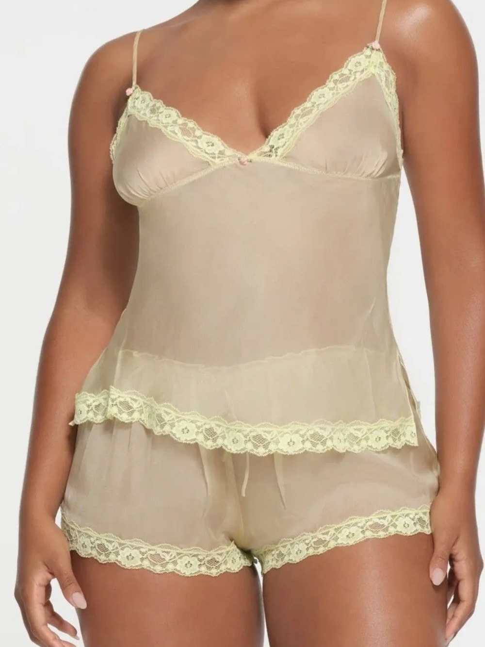 SKIMS Sheer Lace-Trim Cami - L - NWT